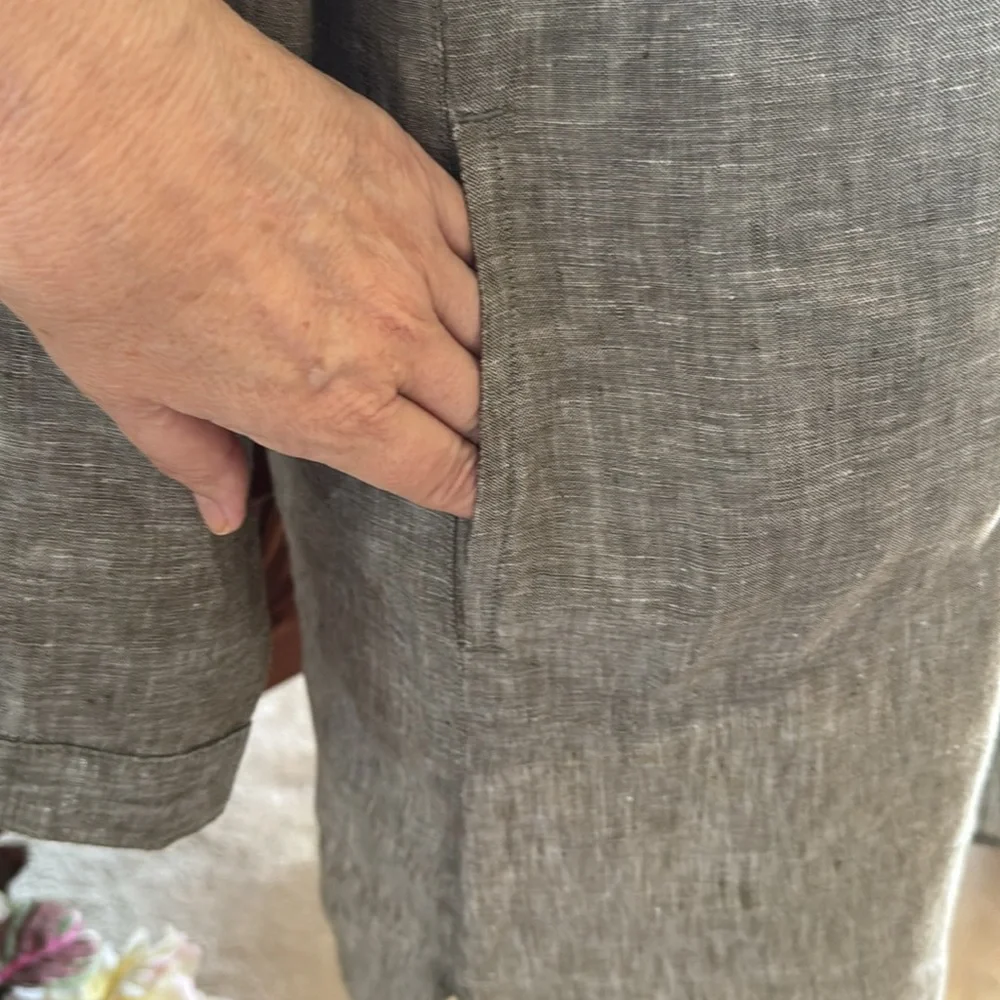 Artisan NY Khaki Green 100% Linen Dress Size Small - Picture 9 of 12